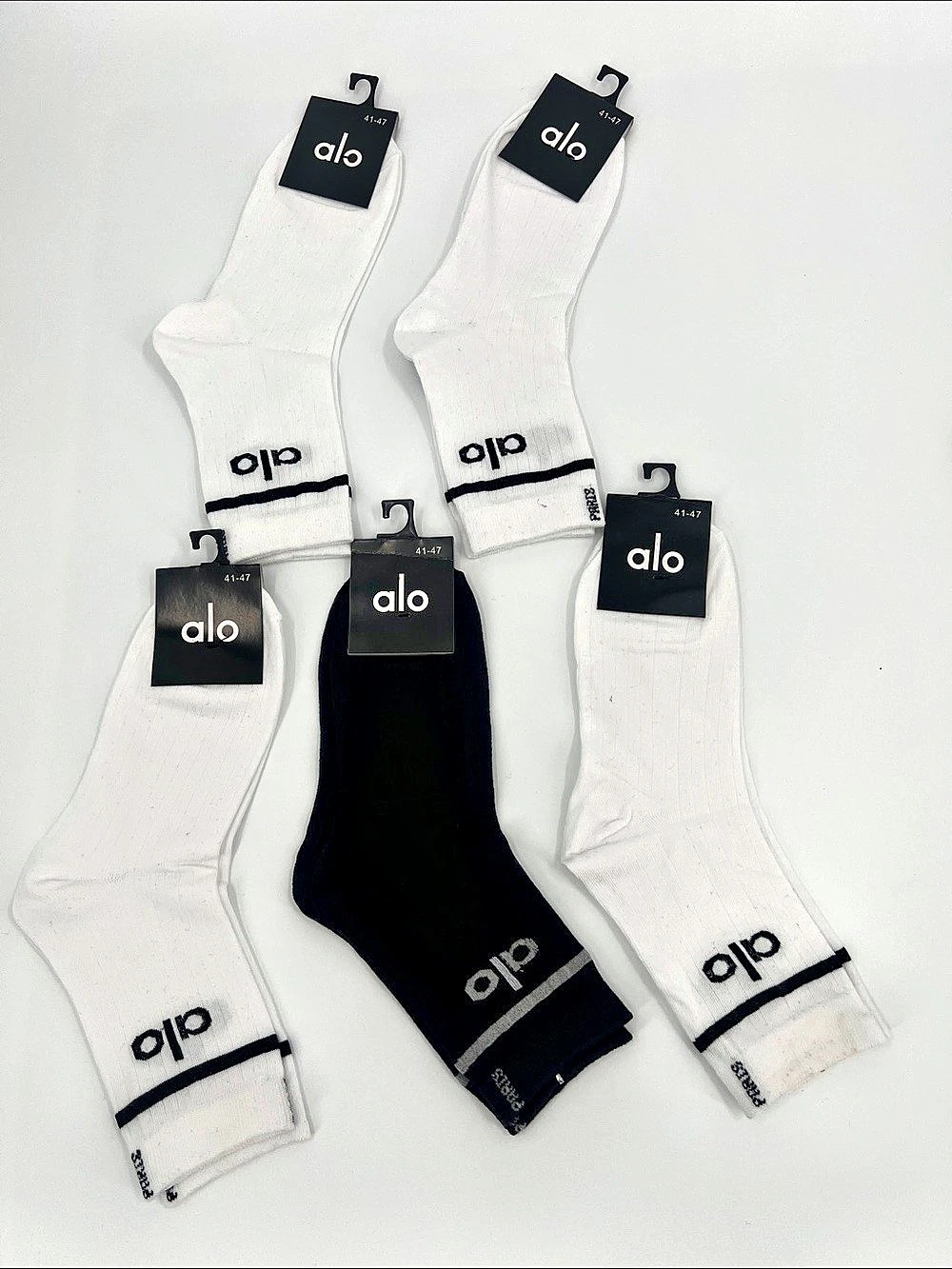 Alo Socks 5-Pair Set in White & Black NWT